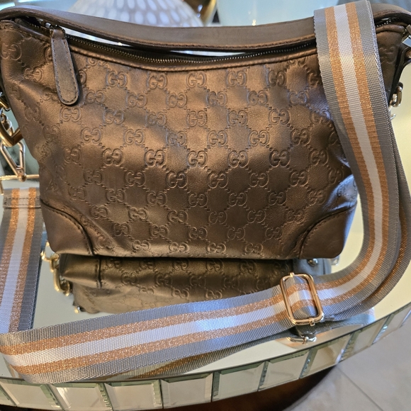 Gucci Guccissima Metallic Bronze Leather 2 Way Hobo bag - Picture 14 of 17